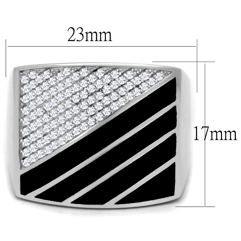 TS227 - Rhodium 925 Sterling Silver Ring with AAA Grade CZ  in Clear LuxuryLifeWay Online Store