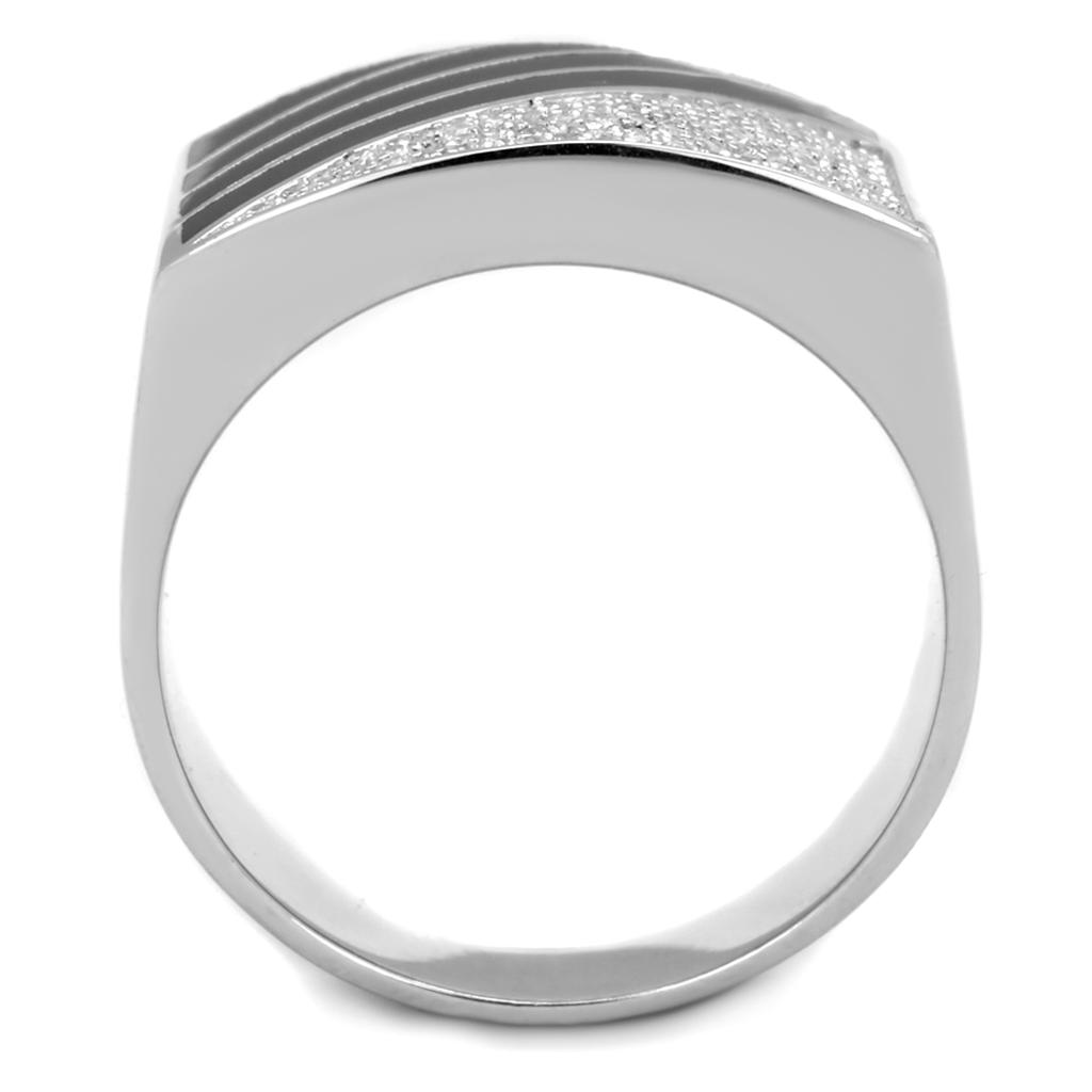 TS227 - Rhodium 925 Sterling Silver Ring with AAA Grade CZ  in Clear LuxuryLifeWay Online Store