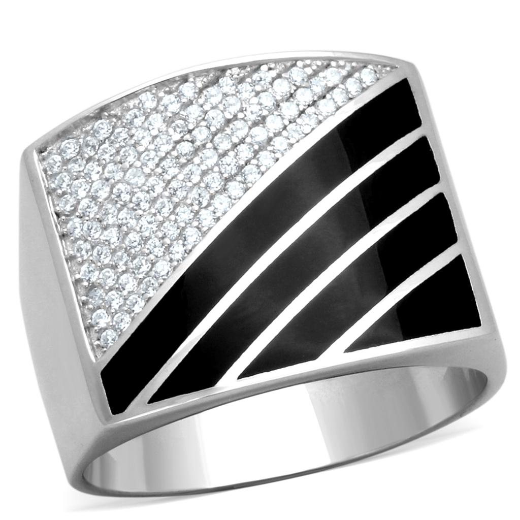 TS227 - Rhodium 925 Sterling Silver Ring with AAA Grade CZ  in Clear LuxuryLifeWay Online Store