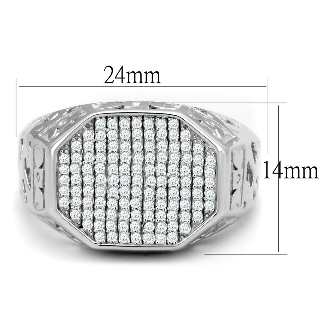 TS229 - Rhodium 925 Sterling Silver Ring with AAA Grade CZ  in Clear LuxuryLifeWay Online Store