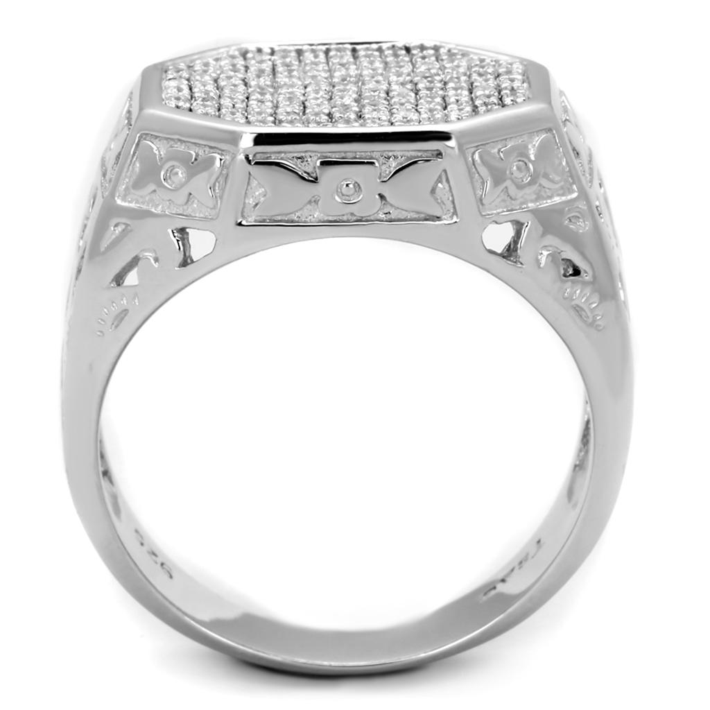 TS229 - Rhodium 925 Sterling Silver Ring with AAA Grade CZ  in Clear LuxuryLifeWay Online Store