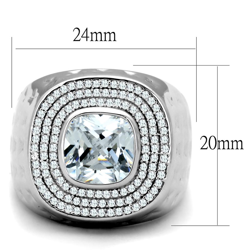 TS231 - Rhodium 925 Sterling Silver Ring with AAA Grade CZ  in Clear LuxuryLifeWay Online Store