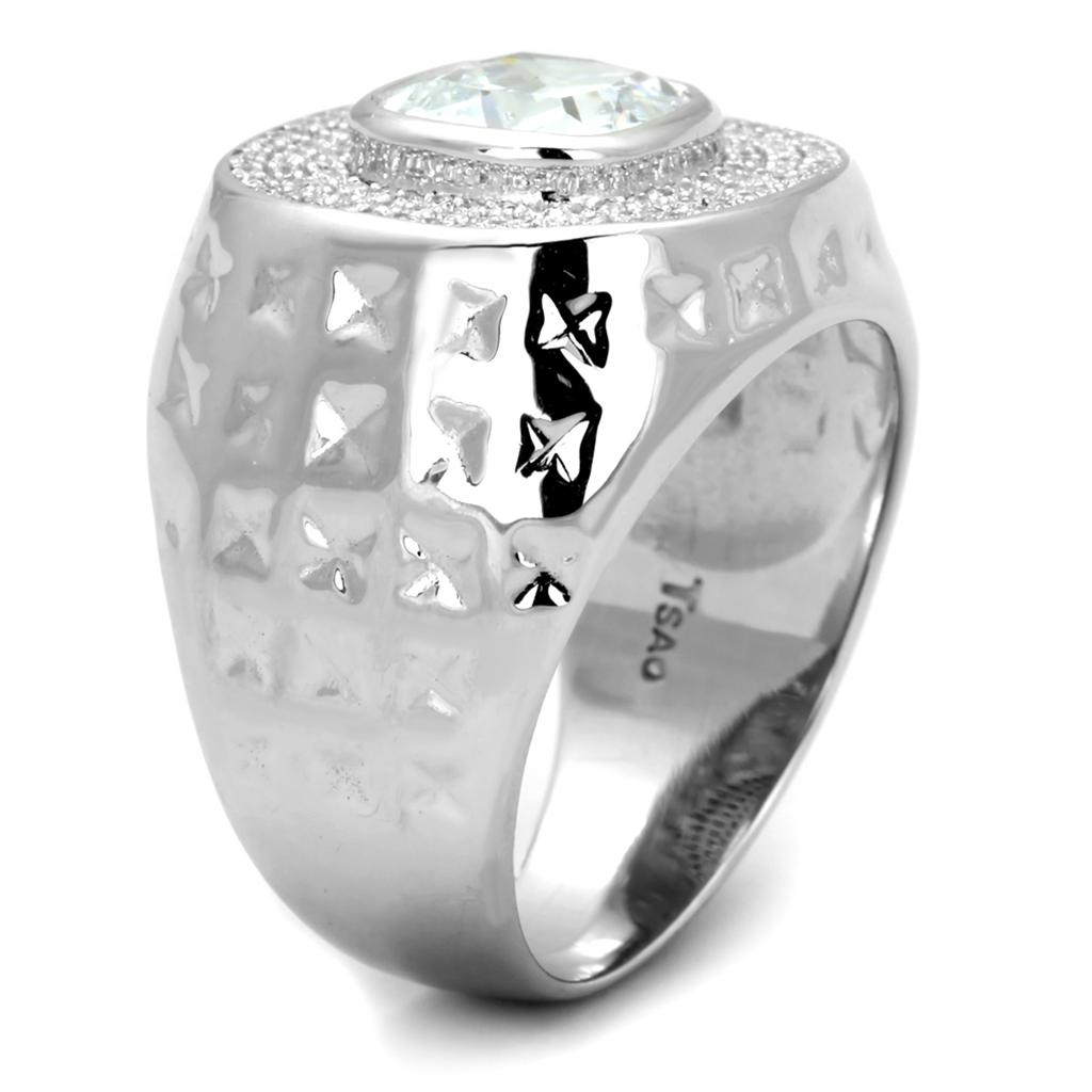 TS231 - Rhodium 925 Sterling Silver Ring with AAA Grade CZ  in Clear LuxuryLifeWay Online Store