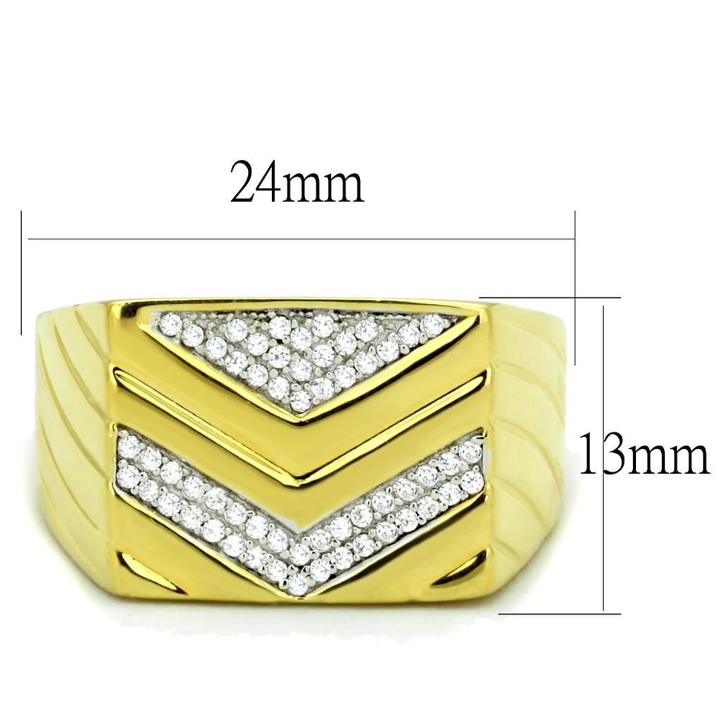 TS234 - Gold+Rhodium 925 Sterling Silver Ring with AAA Grade CZ  in Clear LuxuryLifeWay Online Store