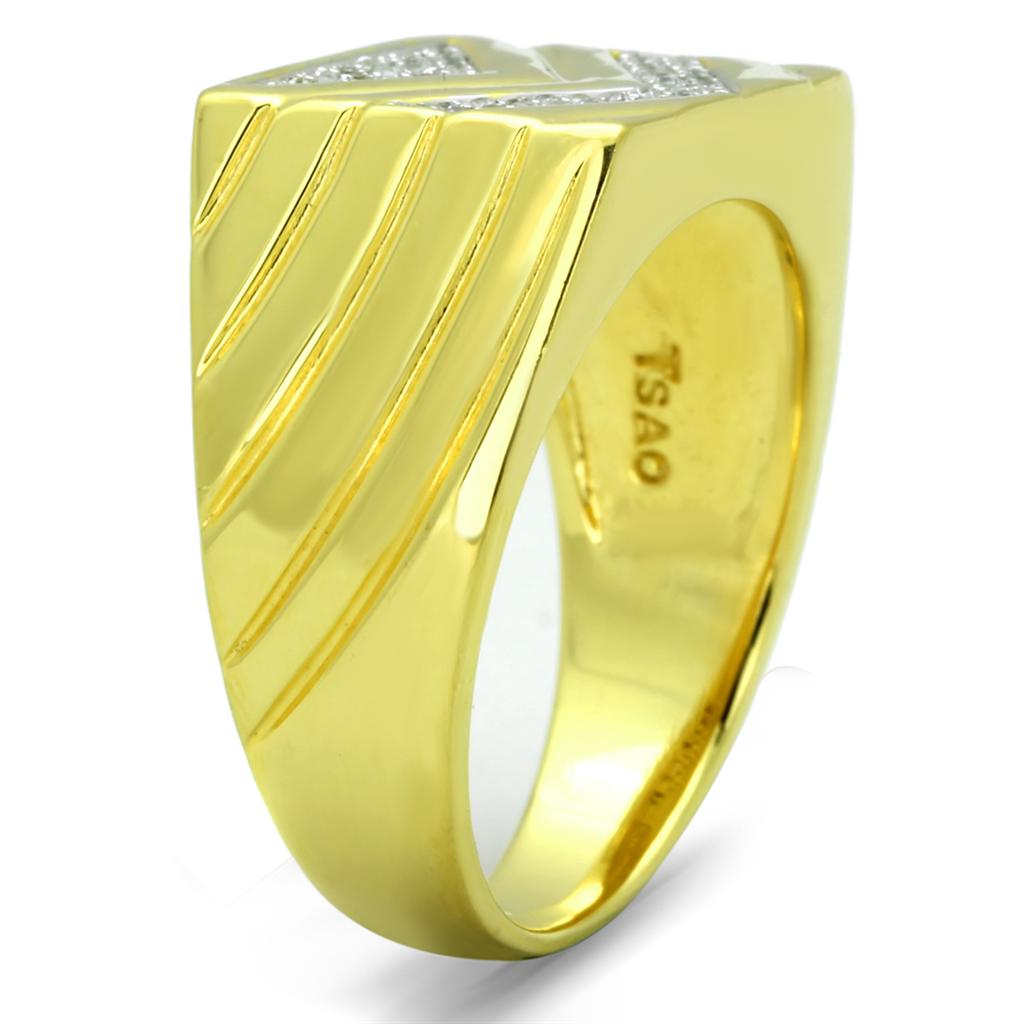 TS234 - Gold+Rhodium 925 Sterling Silver Ring with AAA Grade CZ  in Clear LuxuryLifeWay Online Store