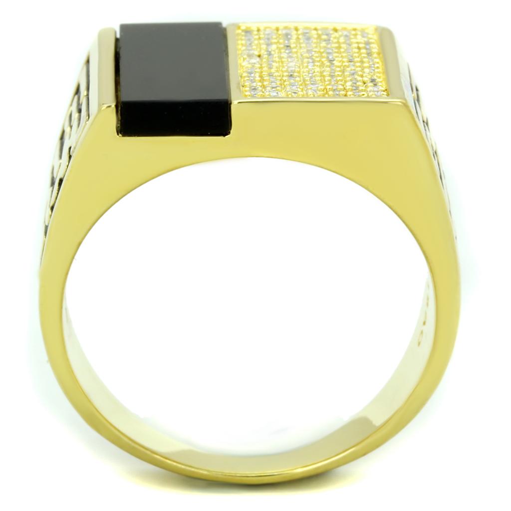 TS236 - Gold 925 Sterling Silver Ring with Semi-Precious Onyx in Jet LuxuryLifeWay Online Store