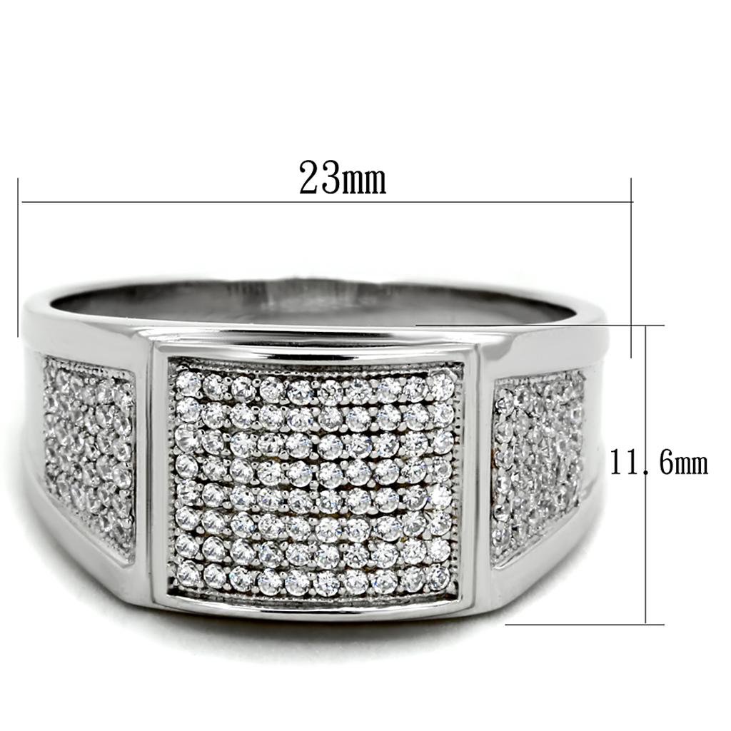 TS241 - Rhodium 925 Sterling Silver Ring with AAA Grade CZ  in Clear LuxuryLifeWay Online Store