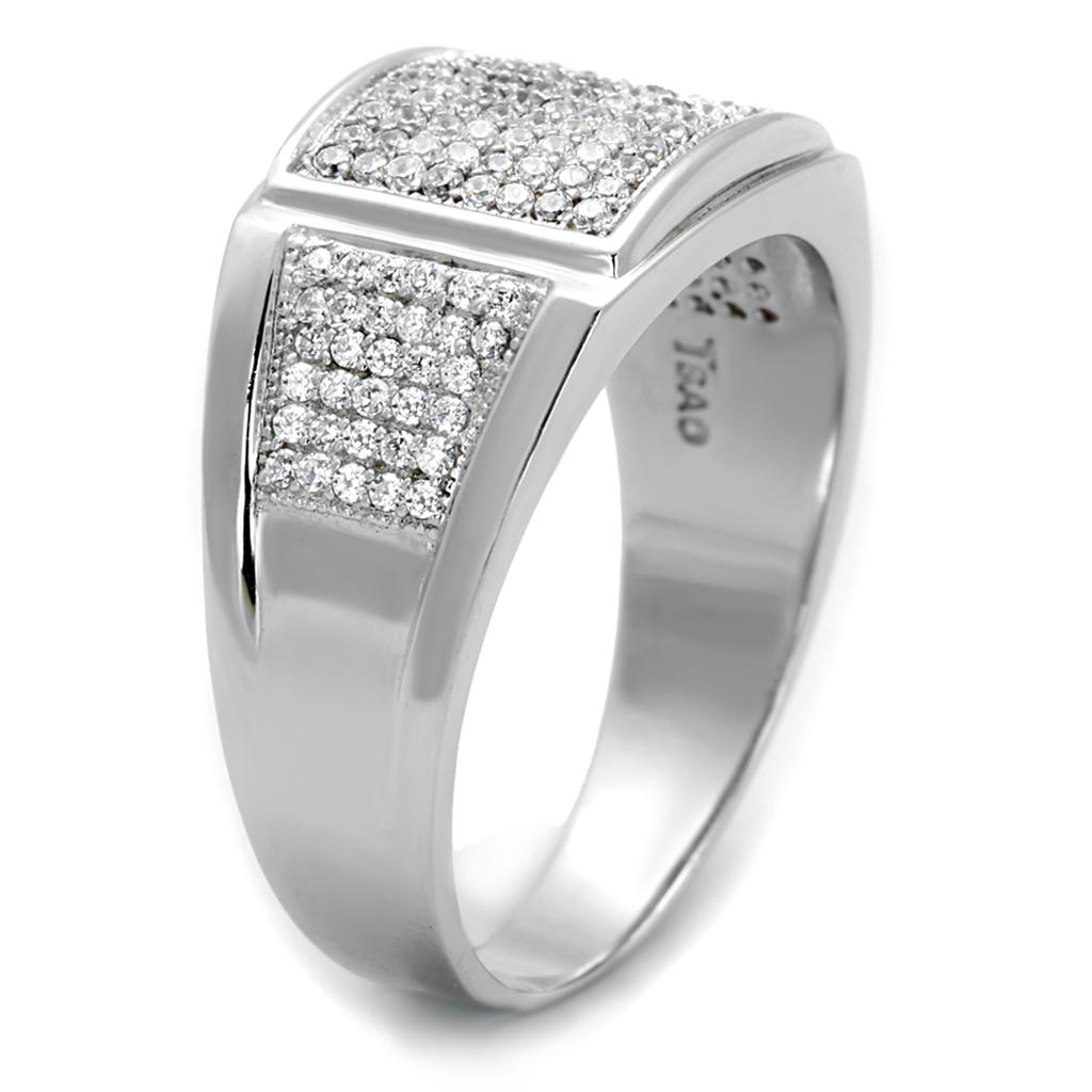 TS241 - Rhodium 925 Sterling Silver Ring with AAA Grade CZ  in Clear LuxuryLifeWay Online Store
