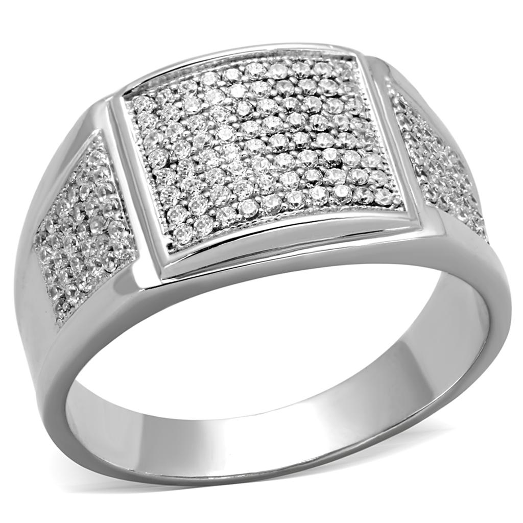 TS241 - Rhodium 925 Sterling Silver Ring with AAA Grade CZ  in Clear LuxuryLifeWay Online Store