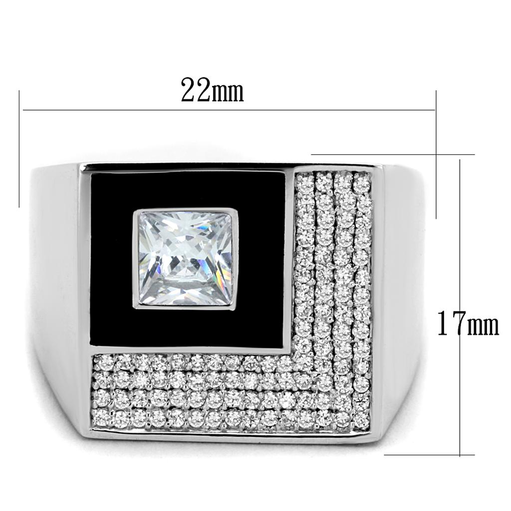 TS242 - Rhodium 925 Sterling Silver Ring with AAA Grade CZ  in Clear LuxuryLifeWay Online Store