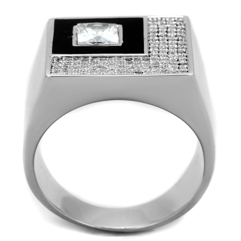TS242 - Rhodium 925 Sterling Silver Ring with AAA Grade CZ  in Clear LuxuryLifeWay Online Store