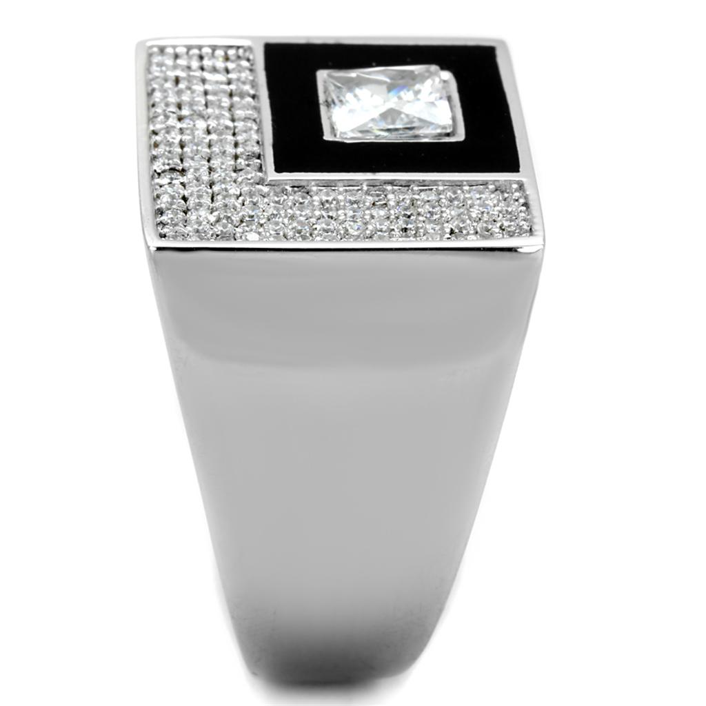 TS242 - Rhodium 925 Sterling Silver Ring with AAA Grade CZ  in Clear LuxuryLifeWay Online Store
