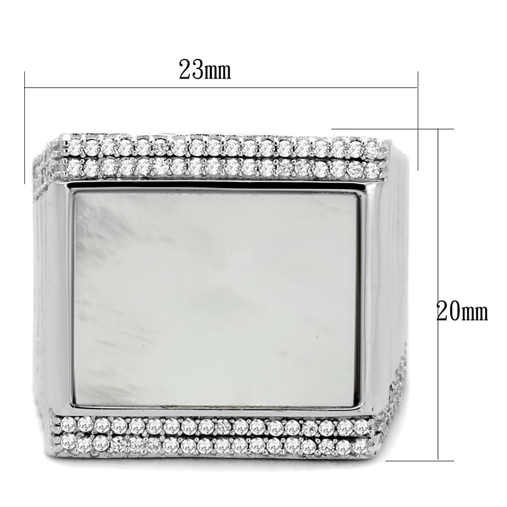 TS243 - Rhodium 925 Sterling Silver Ring with Precious Stone Conch in White LuxuryLifeWay Online Store