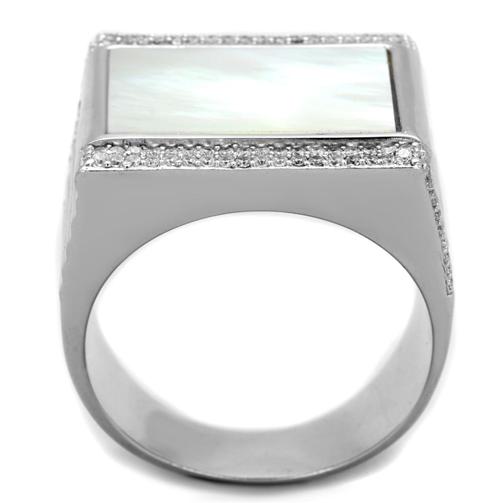 TS243 - Rhodium 925 Sterling Silver Ring with Precious Stone Conch in White LuxuryLifeWay Online Store
