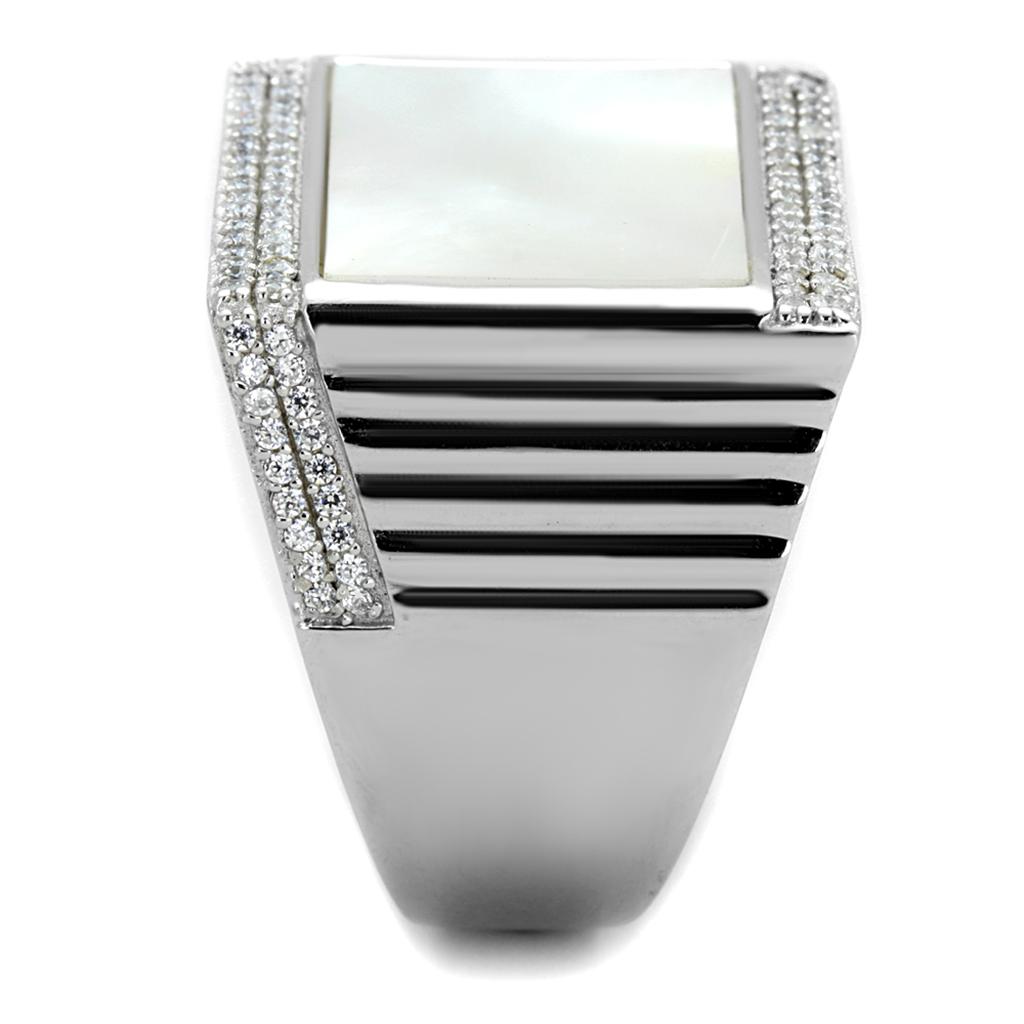 TS243 - Rhodium 925 Sterling Silver Ring with Precious Stone Conch in White LuxuryLifeWay Online Store