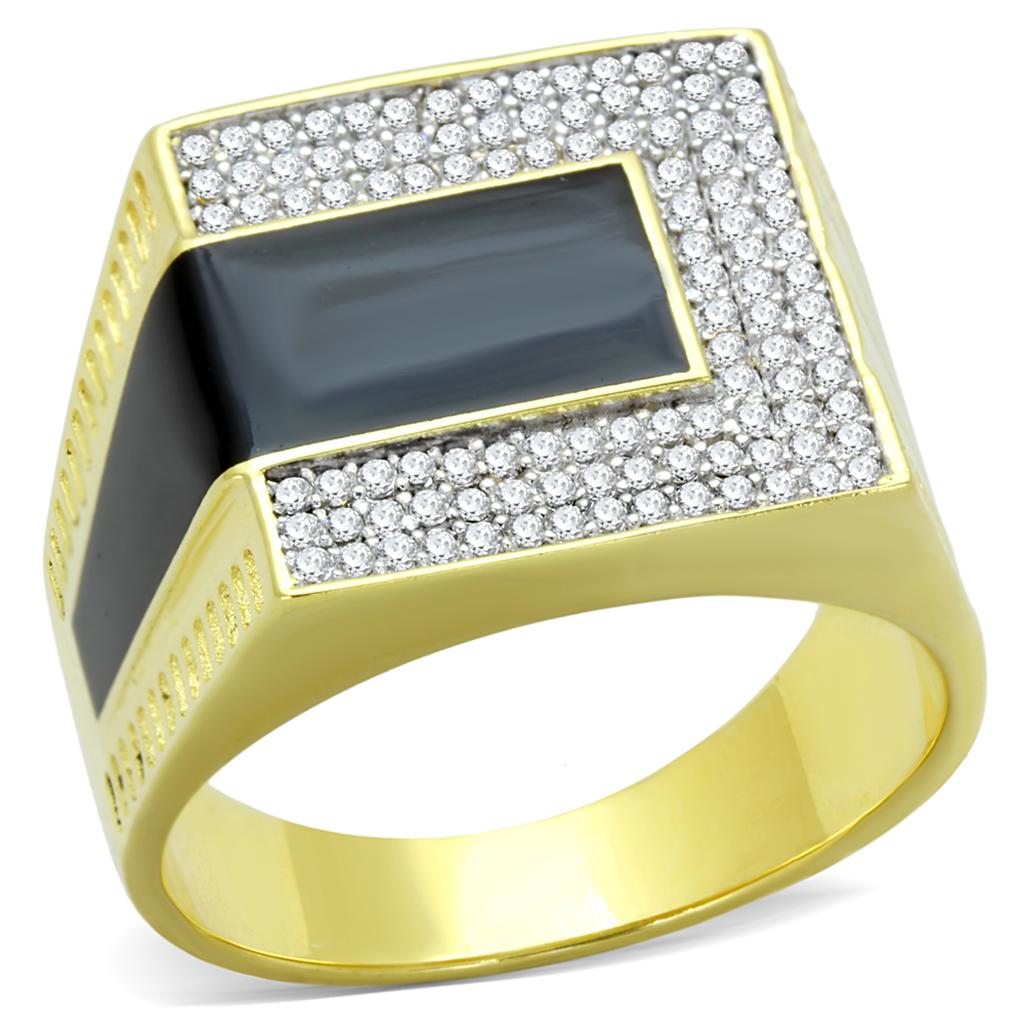 TS245 - Gold+Rhodium 925 Sterling Silver Ring with AAA Grade CZ  in Clear LuxuryLifeWay Online Store