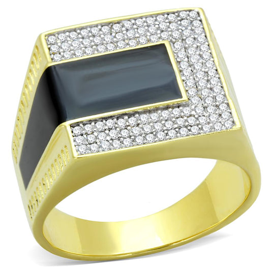 TS245 - Gold+Rhodium 925 Sterling Silver Ring with AAA Grade CZ  in Clear LuxuryLifeWay Online Store