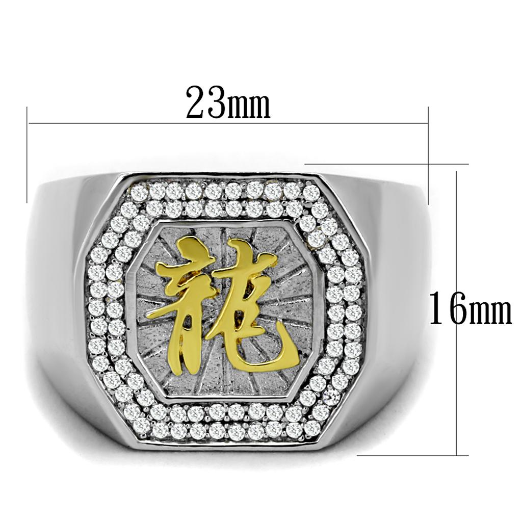 TS246 - Reverse Two-Tone 925 Sterling Silver Ring with AAA Grade CZ  in Clear LuxuryLifeWay Online Store