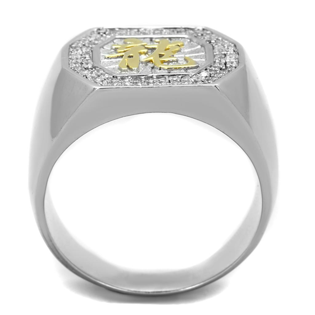 TS246 - Reverse Two-Tone 925 Sterling Silver Ring with AAA Grade CZ  in Clear LuxuryLifeWay Online Store