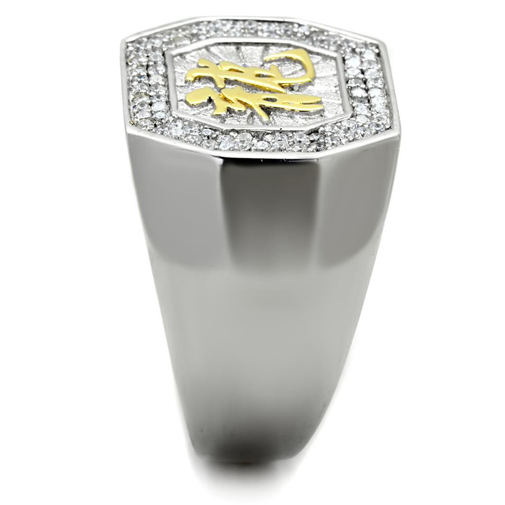 TS246 - Reverse Two-Tone 925 Sterling Silver Ring with AAA Grade CZ  in Clear LuxuryLifeWay Online Store