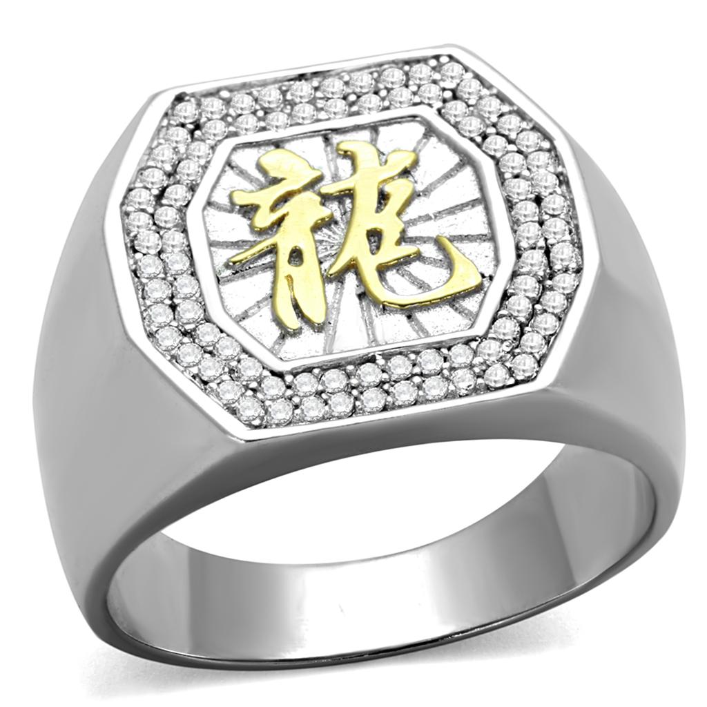 TS246 - Reverse Two-Tone 925 Sterling Silver Ring with AAA Grade CZ  in Clear LuxuryLifeWay Online Store