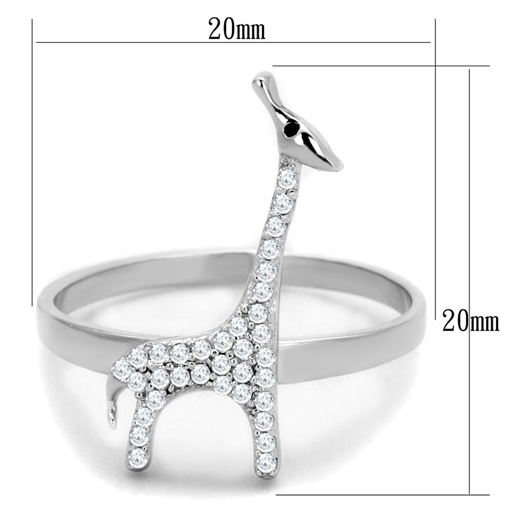 TS255 - Rhodium 925 Sterling Silver Ring with AAA Grade CZ  in Clear LuxuryLifeWay Online Store