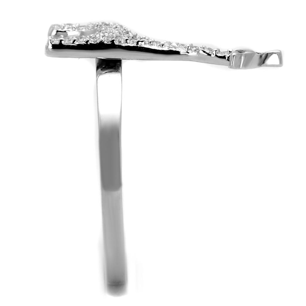 TS255 - Rhodium 925 Sterling Silver Ring with AAA Grade CZ  in Clear LuxuryLifeWay Online Store