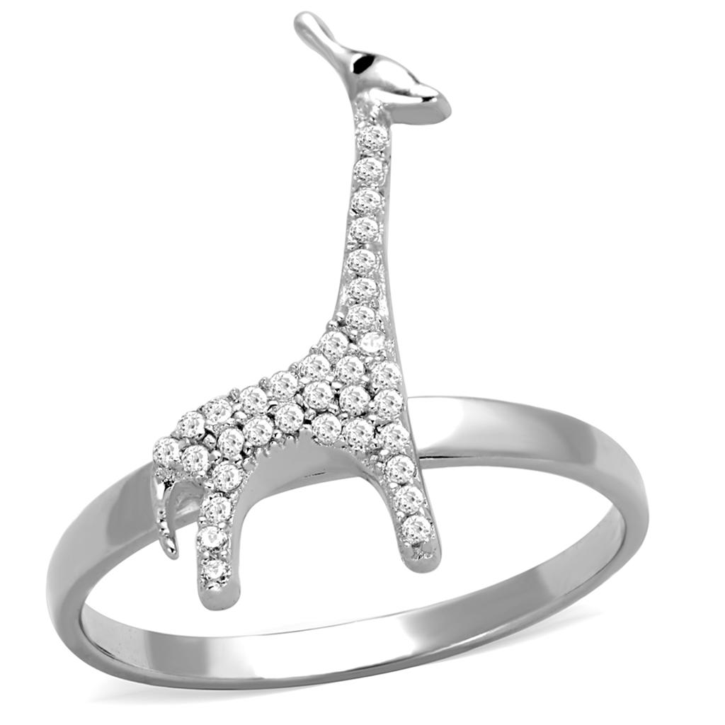 TS255 - Rhodium 925 Sterling Silver Ring with AAA Grade CZ  in Clear LuxuryLifeWay Online Store