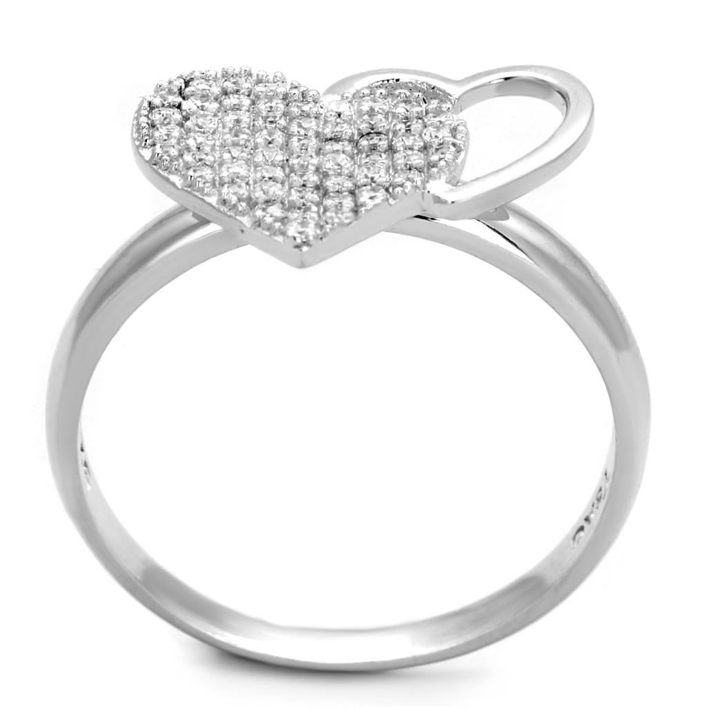 TS260 - Rhodium 925 Sterling Silver Ring with AAA Grade CZ  in Clear LuxuryLifeWay Online Store