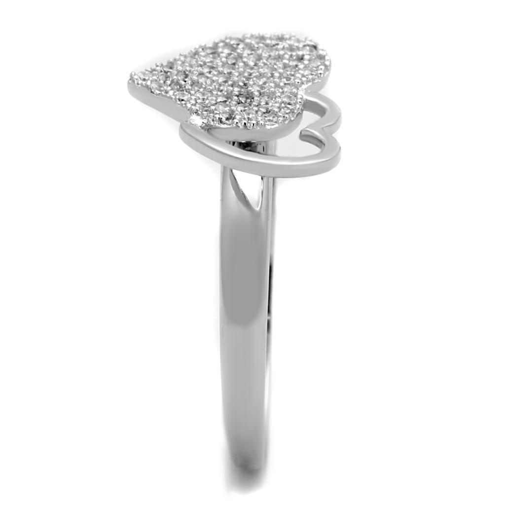 TS260 - Rhodium 925 Sterling Silver Ring with AAA Grade CZ  in Clear LuxuryLifeWay Online Store