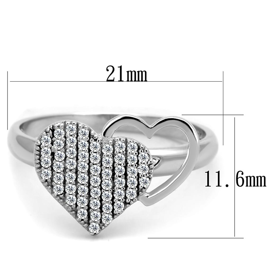 TS260 - Rhodium 925 Sterling Silver Ring with AAA Grade CZ  in Clear LuxuryLifeWay Online Store