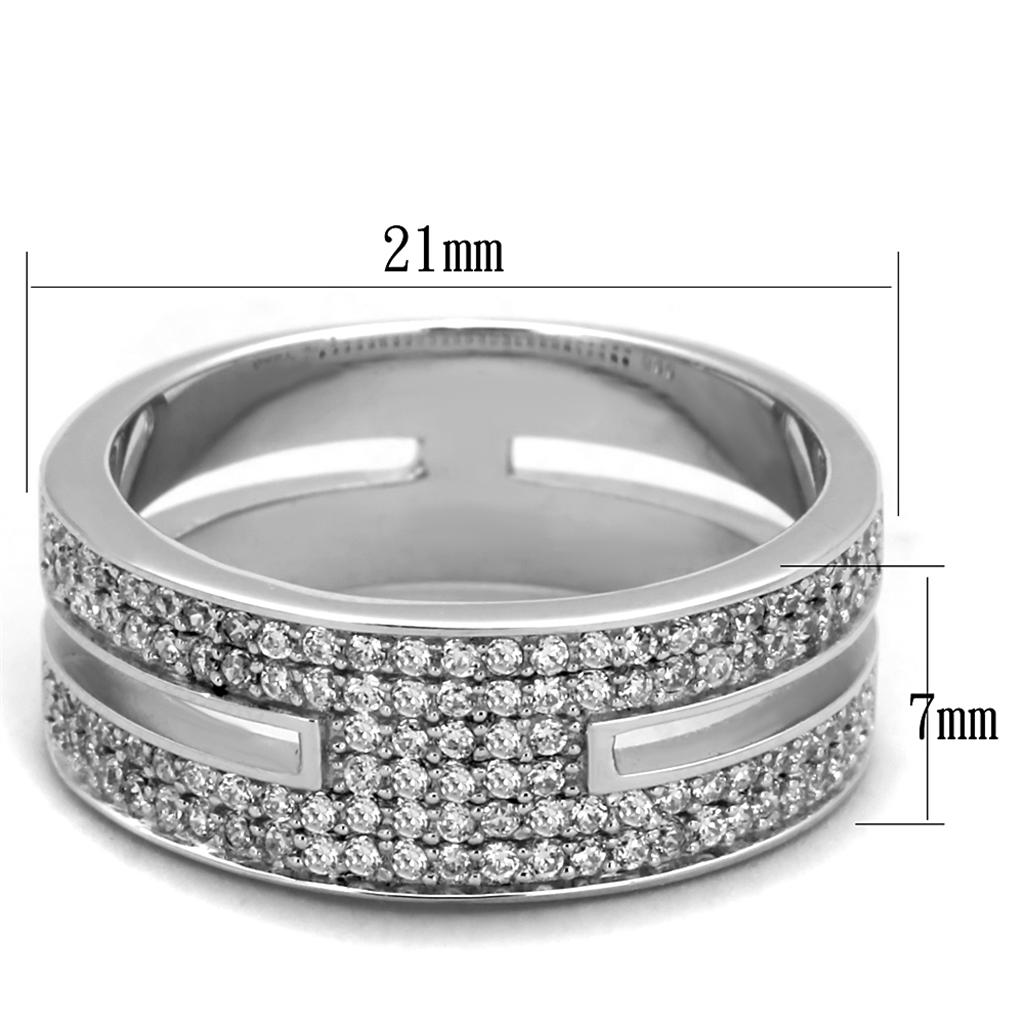 TS273 - Rhodium 925 Sterling Silver Ring with AAA Grade CZ  in Clear LuxuryLifeWay Online Store