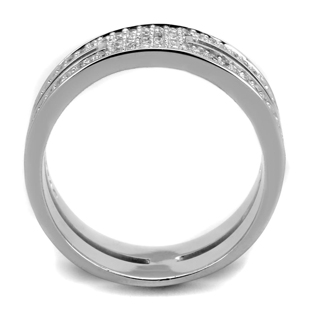 TS273 - Rhodium 925 Sterling Silver Ring with AAA Grade CZ  in Clear LuxuryLifeWay Online Store