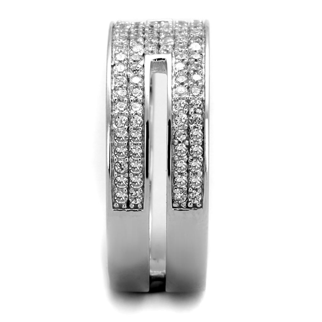 TS273 - Rhodium 925 Sterling Silver Ring with AAA Grade CZ  in Clear LuxuryLifeWay Online Store