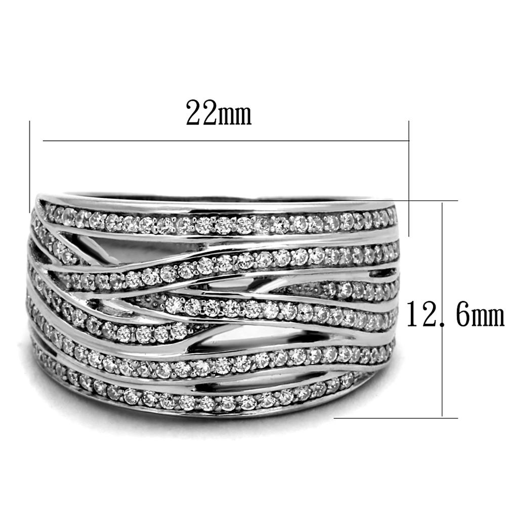 TS274 - Rhodium 925 Sterling Silver Ring with AAA Grade CZ  in Clear LuxuryLifeWay Online Store