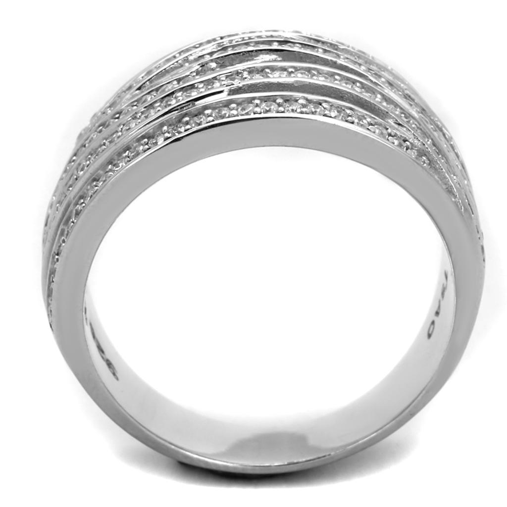 TS274 - Rhodium 925 Sterling Silver Ring with AAA Grade CZ  in Clear LuxuryLifeWay Online Store