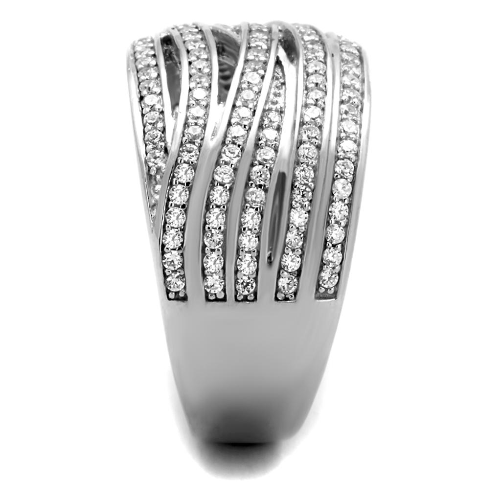 TS274 - Rhodium 925 Sterling Silver Ring with AAA Grade CZ  in Clear LuxuryLifeWay Online Store