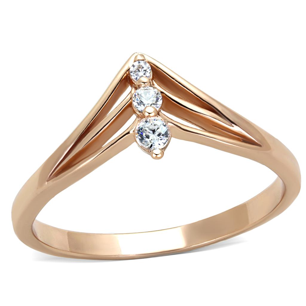 TS283 - Rose Gold 925 Sterling Silver Ring with AAA Grade CZ  in Clear LuxuryLifeWay Online Store