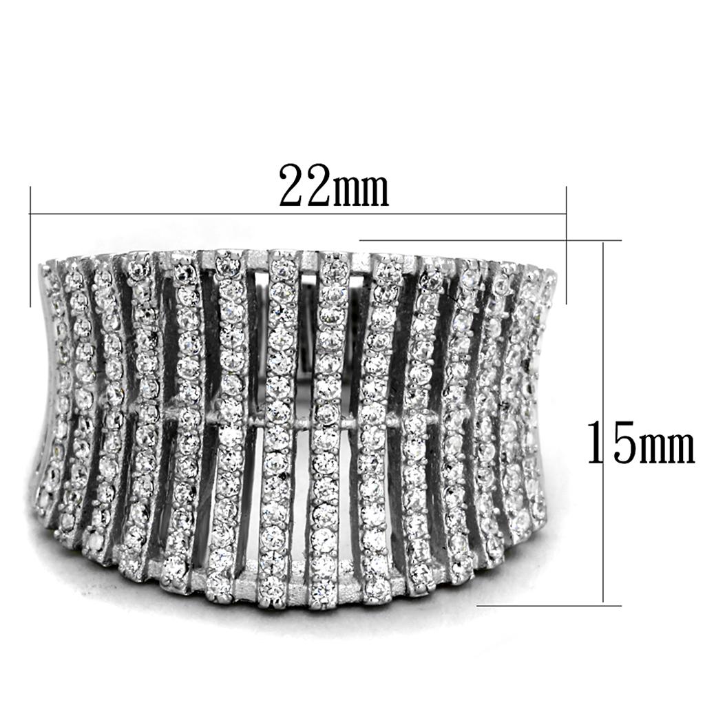 TS302 - Rhodium 925 Sterling Silver Ring with AAA Grade CZ  in Clear LuxuryLifeWay Online Store