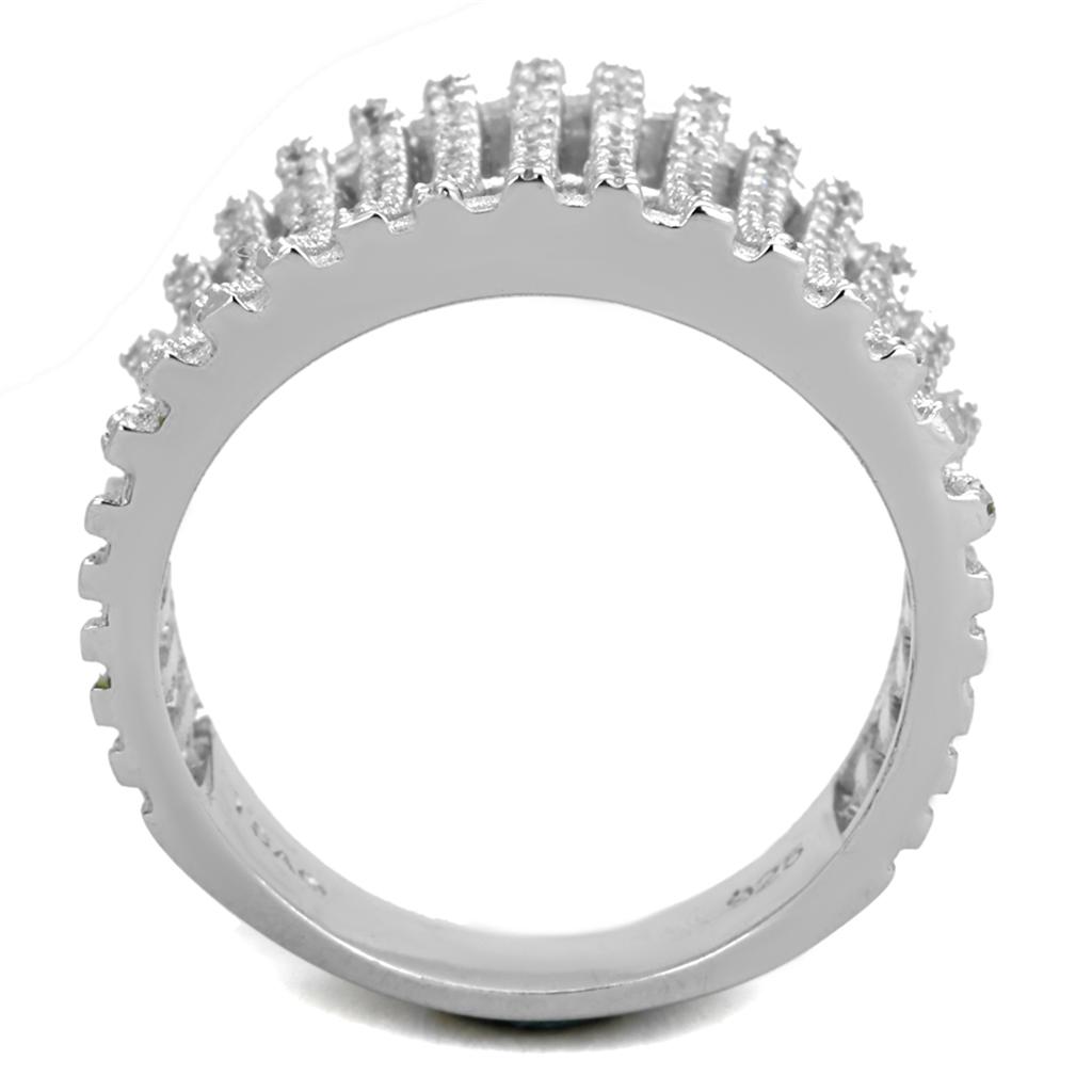TS302 - Rhodium 925 Sterling Silver Ring with AAA Grade CZ  in Clear LuxuryLifeWay Online Store
