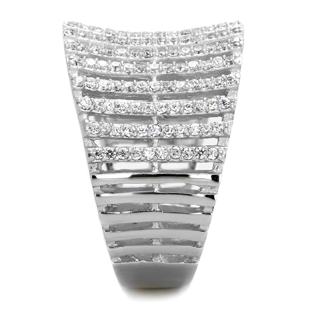 TS302 - Rhodium 925 Sterling Silver Ring with AAA Grade CZ  in Clear LuxuryLifeWay Online Store