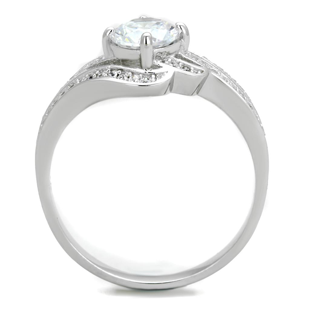 TS303 - Rhodium 925 Sterling Silver Ring with AAA Grade CZ  in Clear LuxuryLifeWay Online Store