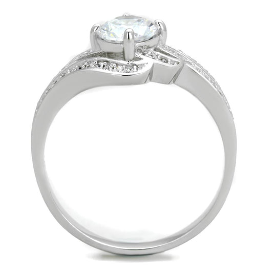 TS303 - Rhodium 925 Sterling Silver Ring with AAA Grade CZ  in Clear LuxuryLifeWay Online Store