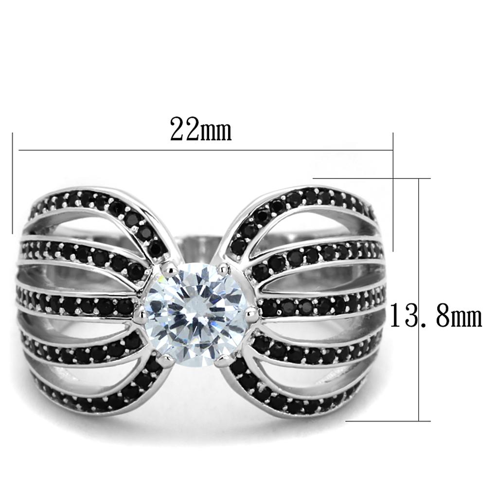 TS314 - Rhodium 925 Sterling Silver Ring with AAA Grade CZ  in Clear LuxuryLifeWay Online Store