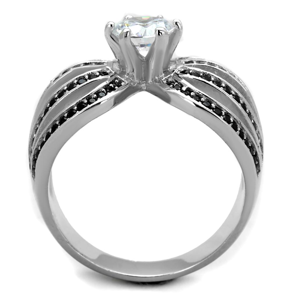 TS314 - Rhodium 925 Sterling Silver Ring with AAA Grade CZ  in Clear LuxuryLifeWay Online Store