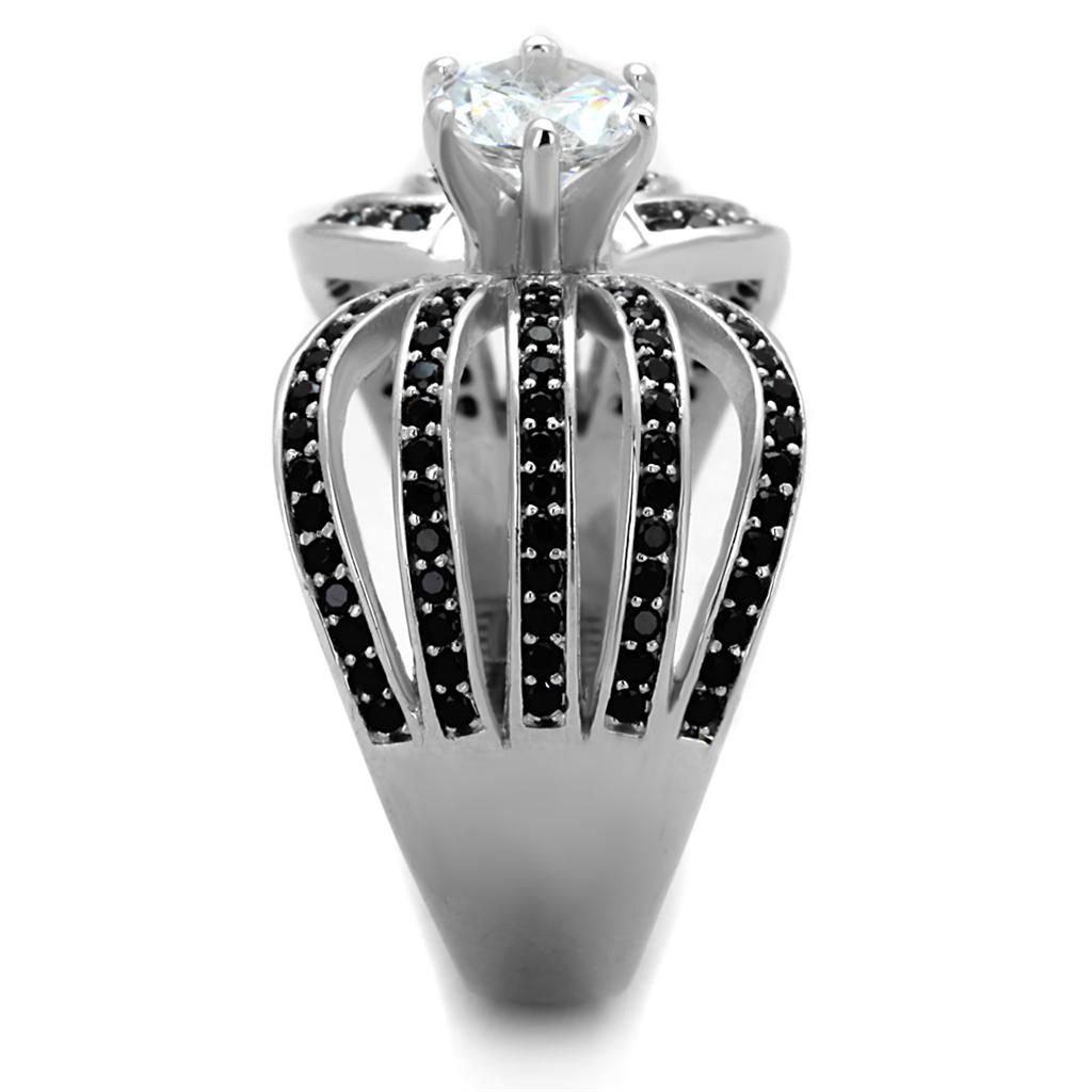 TS314 - Rhodium 925 Sterling Silver Ring with AAA Grade CZ  in Clear LuxuryLifeWay Online Store