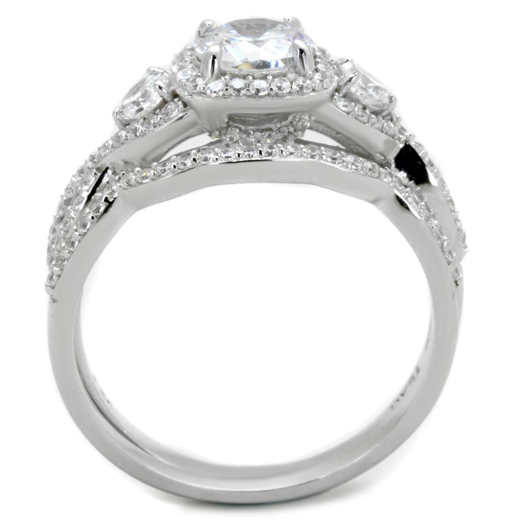 TS352 - Rhodium 925 Sterling Silver Ring with AAA Grade CZ  in Clear LuxuryLifeWay Online Store