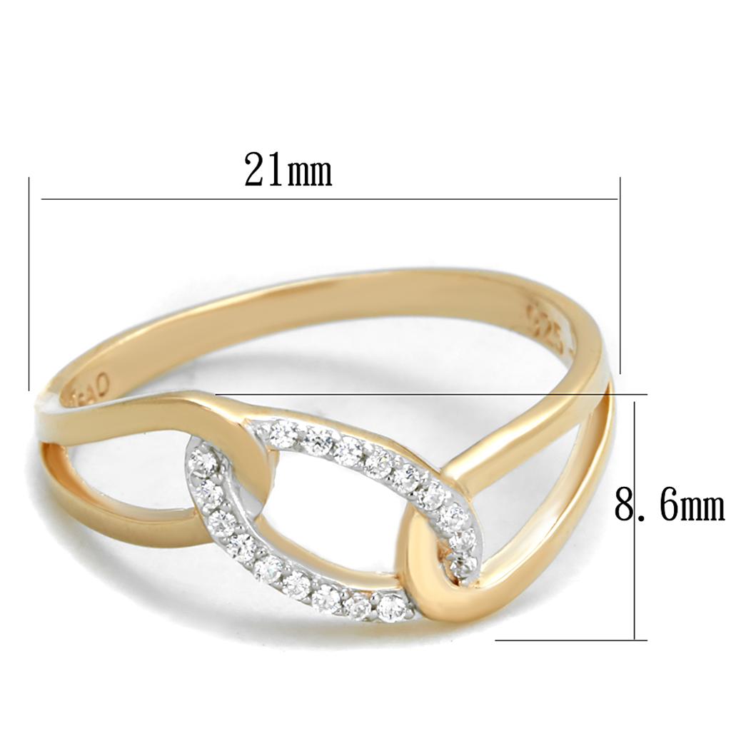 TS362 - Rose Gold + Rhodium 925 Sterling Silver Ring with AAA Grade CZ  in Clear LuxuryLifeWay Online Store