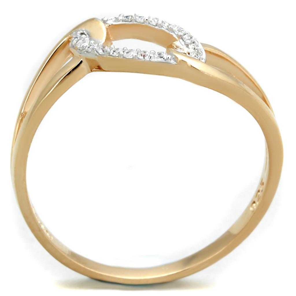 TS362 - Rose Gold + Rhodium 925 Sterling Silver Ring with AAA Grade CZ  in Clear LuxuryLifeWay Online Store