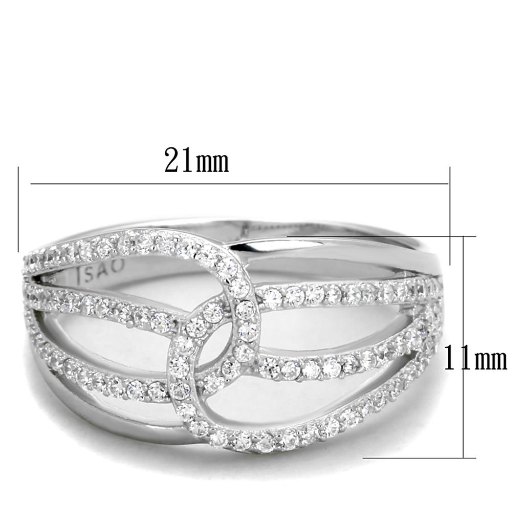 TS363 - Rhodium 925 Sterling Silver Ring with AAA Grade CZ  in Clear LuxuryLifeWay Online Store